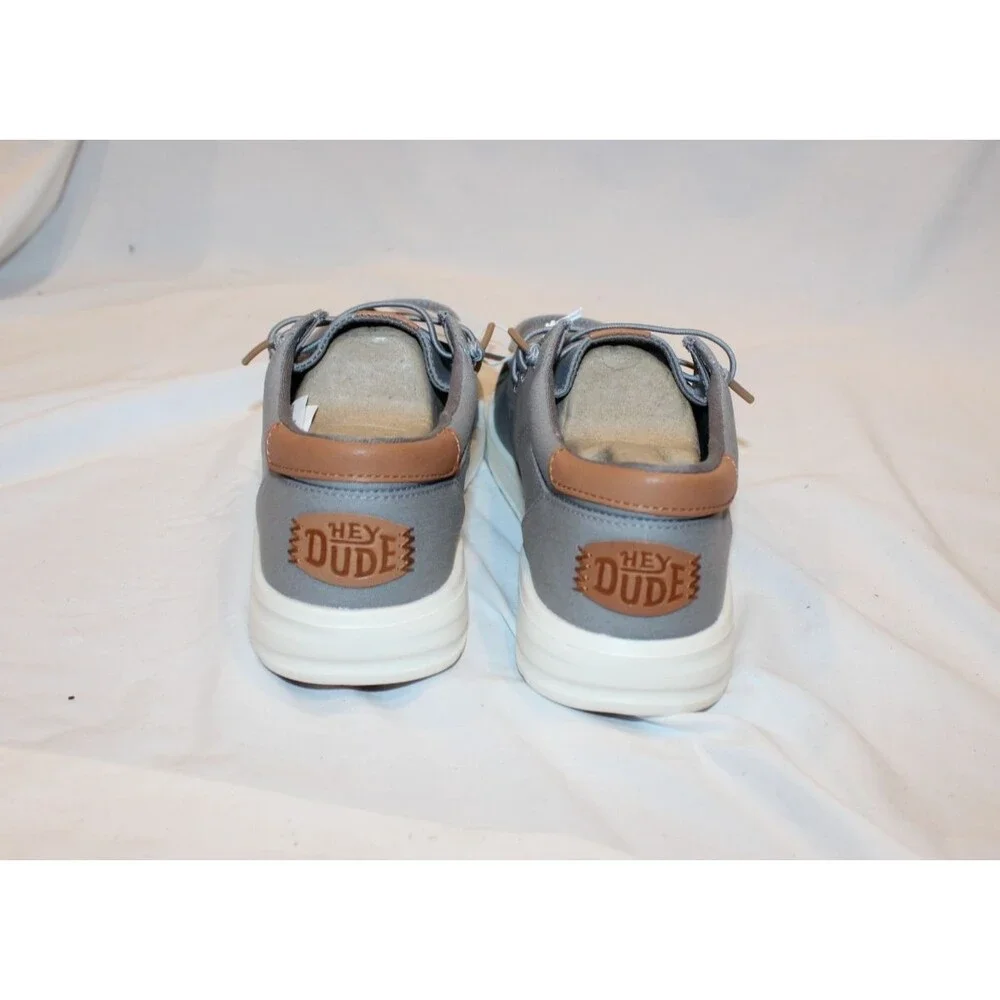 Hey Dude Paul Canvas Men's Lace-Up Sneakers MONUMENT GRAY NIB SZ 8